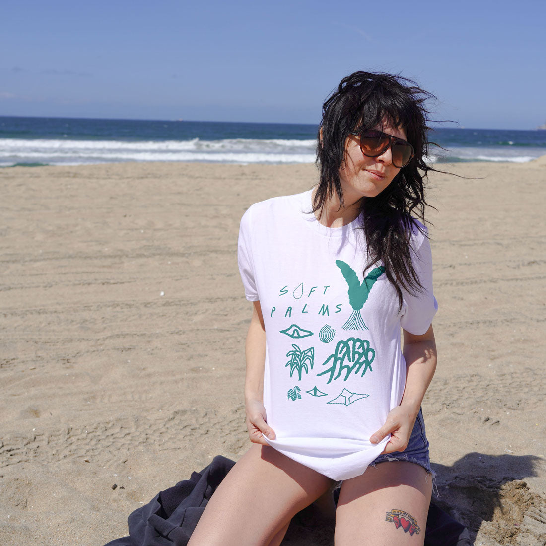 Soft Palms Fred Shirt - White w/ Green