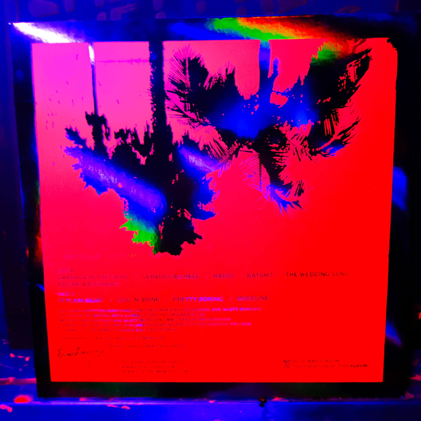 Soft Palms In Echo Limited Edition Serigraph LP Package - Blacklight Magenta on Silver Foil w/ Lyrics Sheet Insert & Copy of How To Be Self-Reliant In The Music Business Book