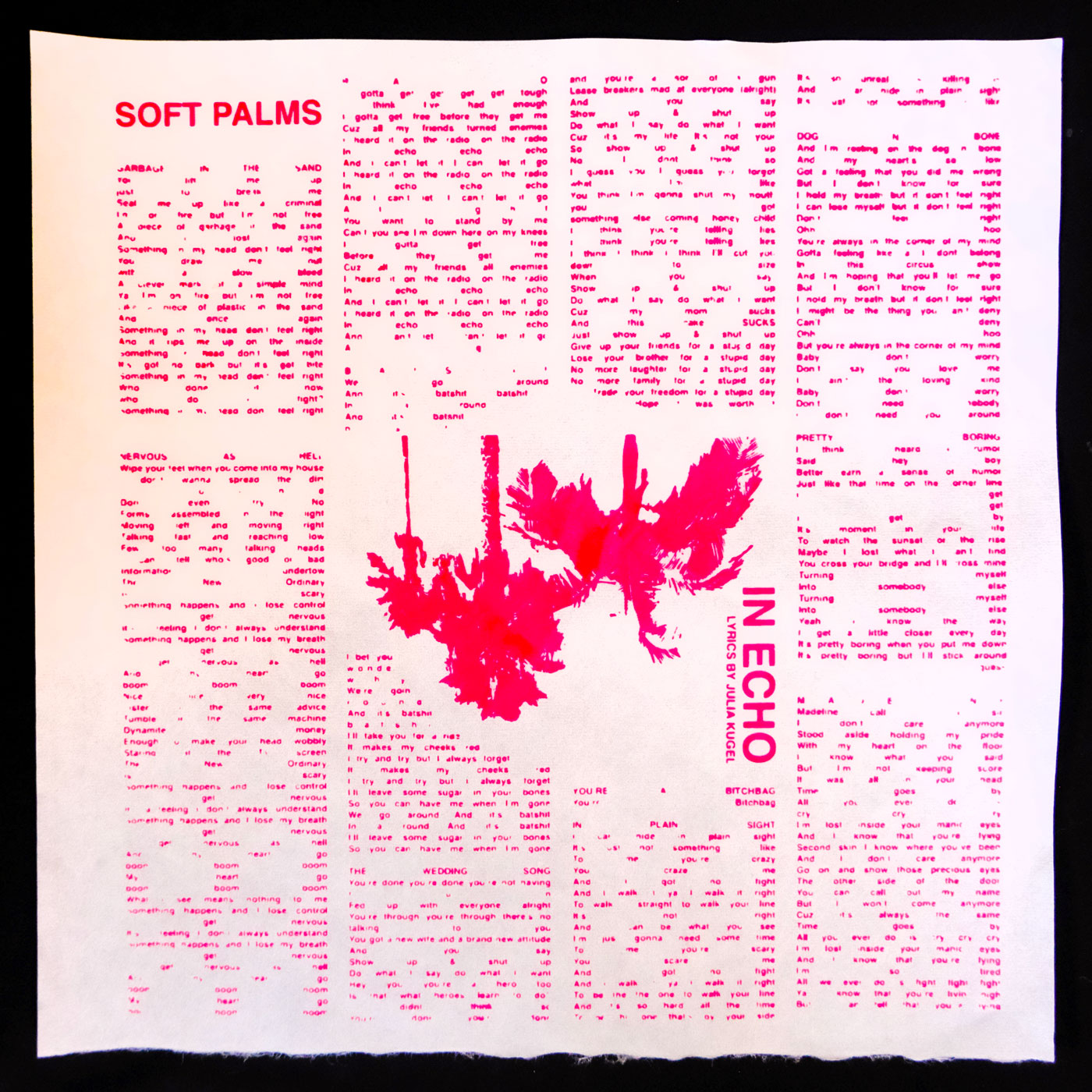 Soft Palms In Echo Limited Edition Serigraph LP Package - Blacklight Magenta on Silver Foil w/ Lyrics Sheet Insert & Copy of How To Be Self-Reliant In The Music Business Book