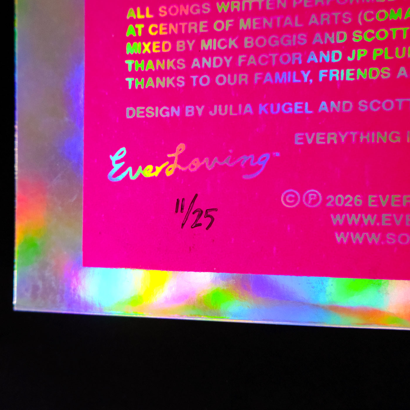 Soft Palms In Echo Limited Edition Serigraph LP Package - Blacklight Magenta on Silver Foil w/ Lyrics Sheet Insert & Copy of How To Be Self-Reliant In The Music Business Book